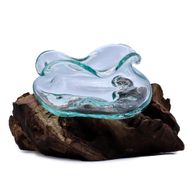 Molten Glass Wavy Bowl on Wood