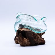 Molten Glass Wavy Bowl on Wood