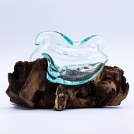 Molten Glass Wavy Bowl on Wood