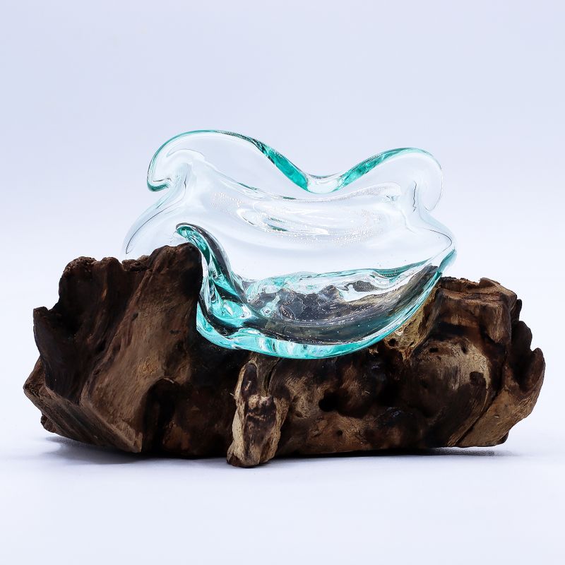 Molten Glass Wavy Bowl on Wood