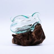 Molten Glass Wavy Bowl on Wood