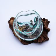 Molten Glass Wavy Bowl on Wood