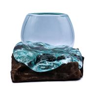 Molten Glass Mini Goldfish Bowl on Wood