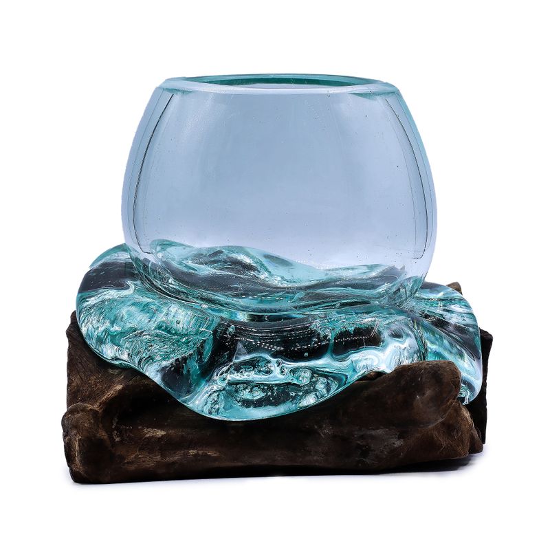 Molten Glass Mini Goldfish Bowl on Wood