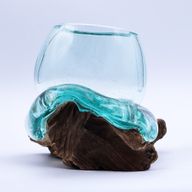 Molten Glass Mini Goldfish Bowl on Wood