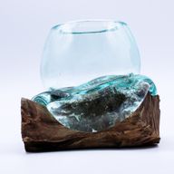 Molten Glass Mini Goldfish Bowl on Wood