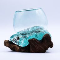 Molten Glass Mini Goldfish Bowl on Wood