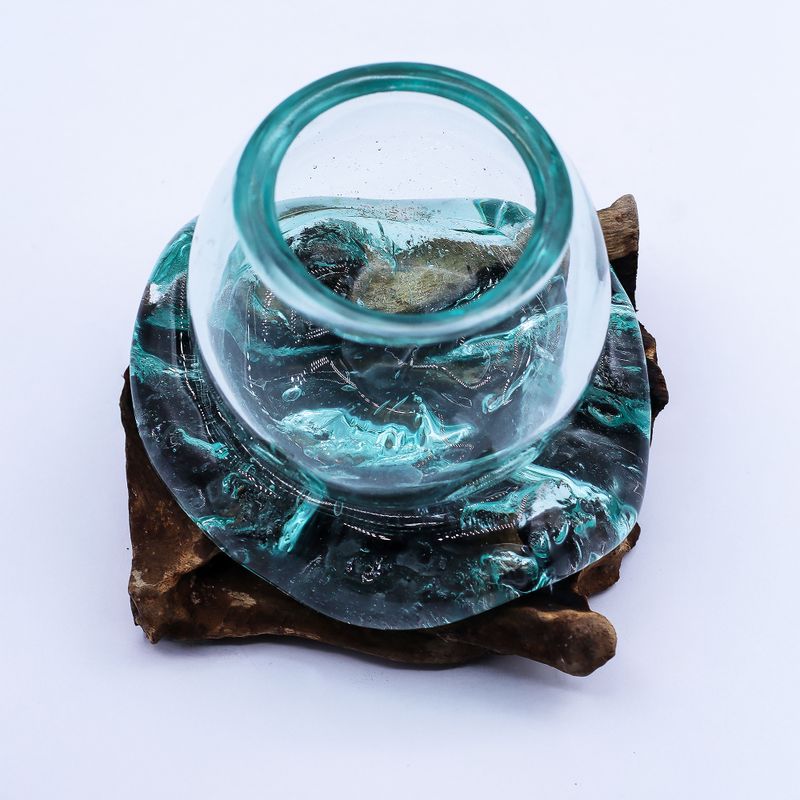 Molten Glass Mini Goldfish Bowl on Wood