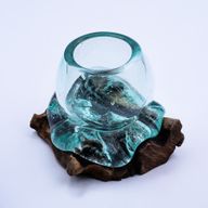Molten Glass Mini Goldfish Bowl on Wood