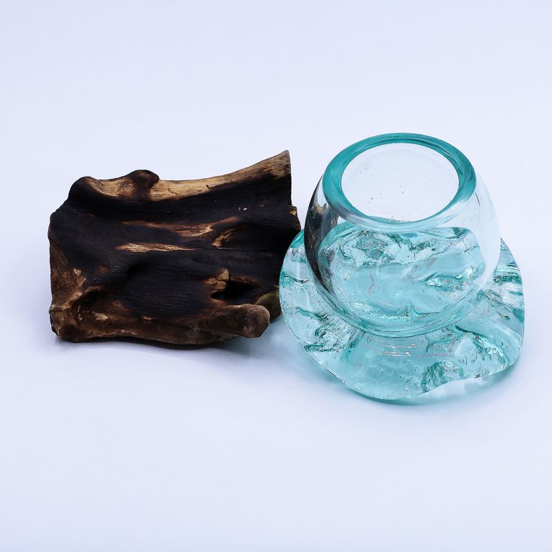 Molten Glass Mini Goldfish Bowl on Wood