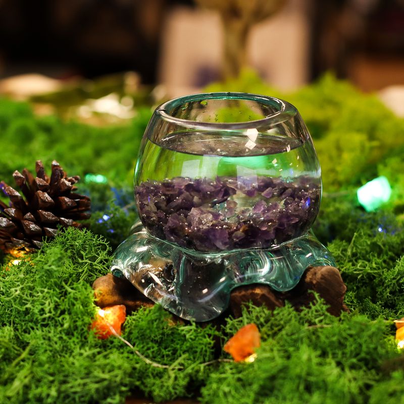 Molten Glass Mini Goldfish Bowl on Wood