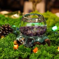 Molten Glass Mini Goldfish Bowl on Wood
