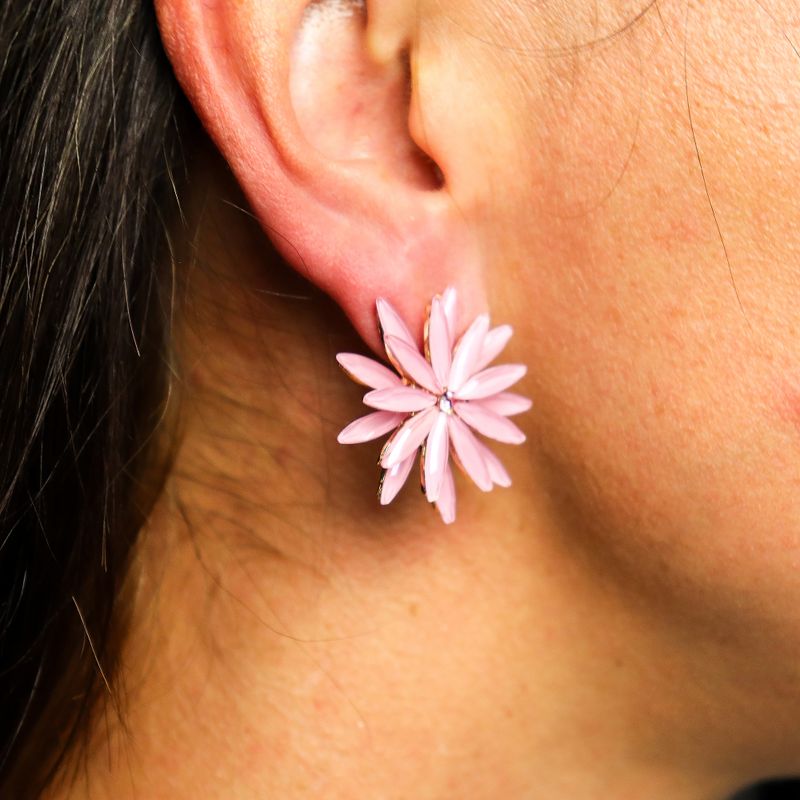 Rose Quartz - Vintage Glass - Flowers - Earrings