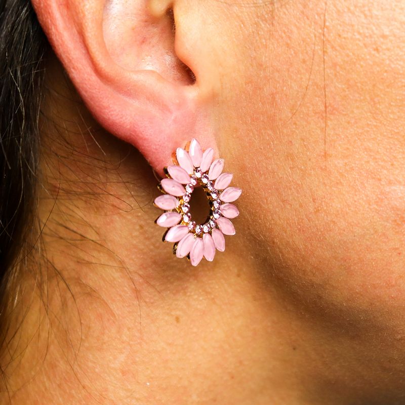 Rose Quartz - Vintage Glass - Loop - Earrings