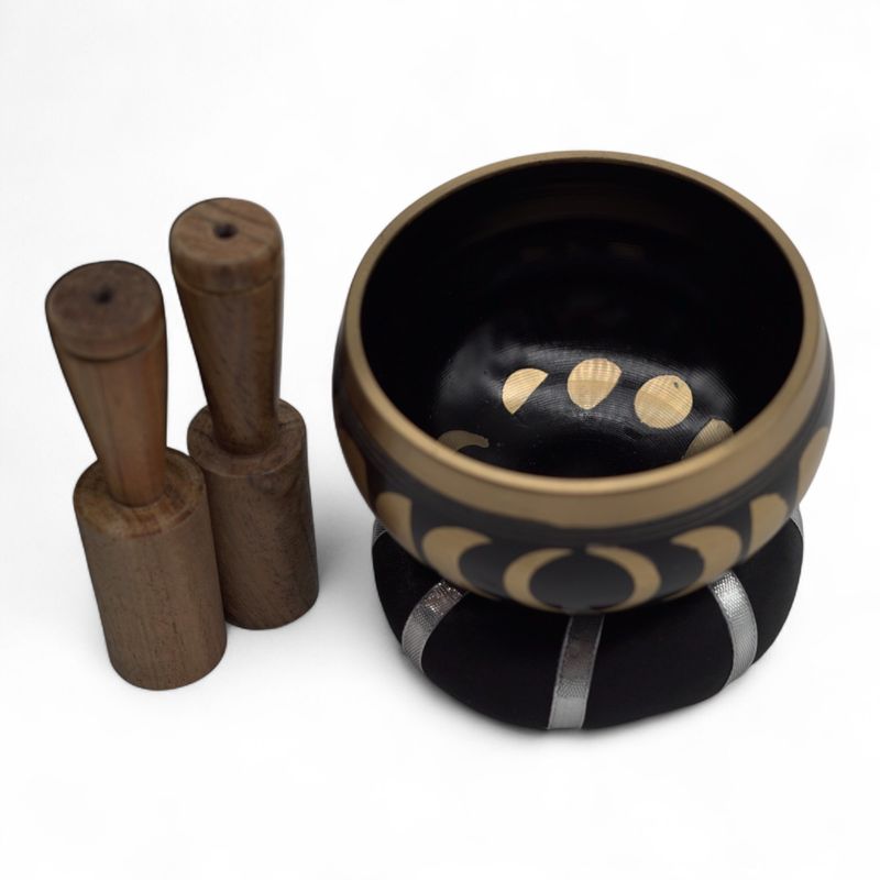 Moon Phase Singing Bowl Set- Black 10.7cm
