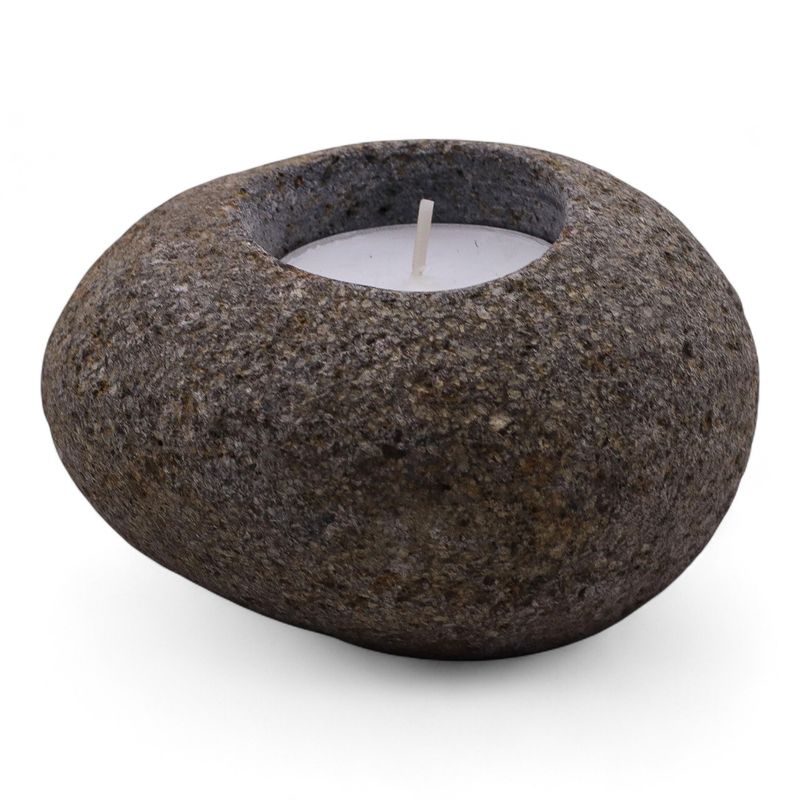 Natural Riverstone Candle Holder - Single Nightlight