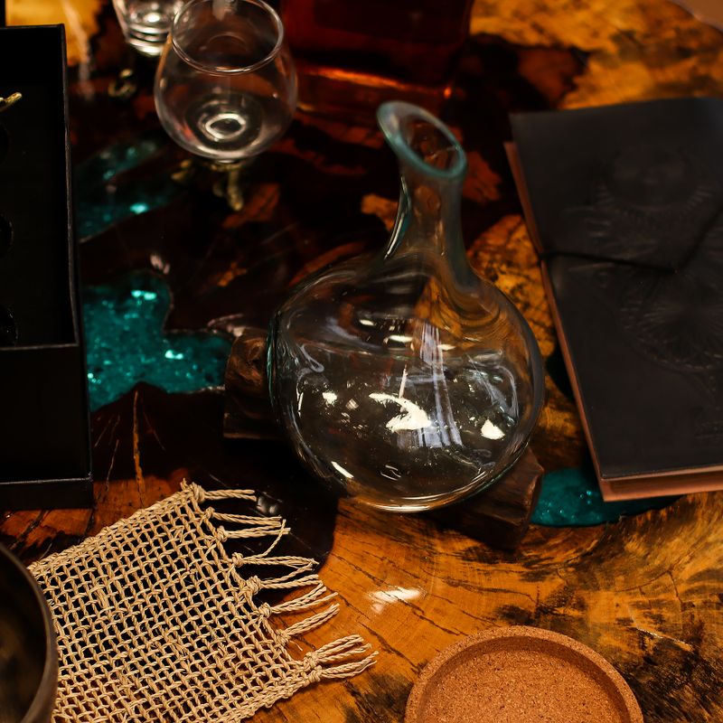 Molten Glass Mini Decanter on Wood