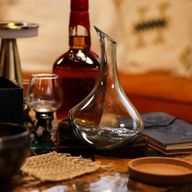 Molten Glass Mini Decanter on Wood