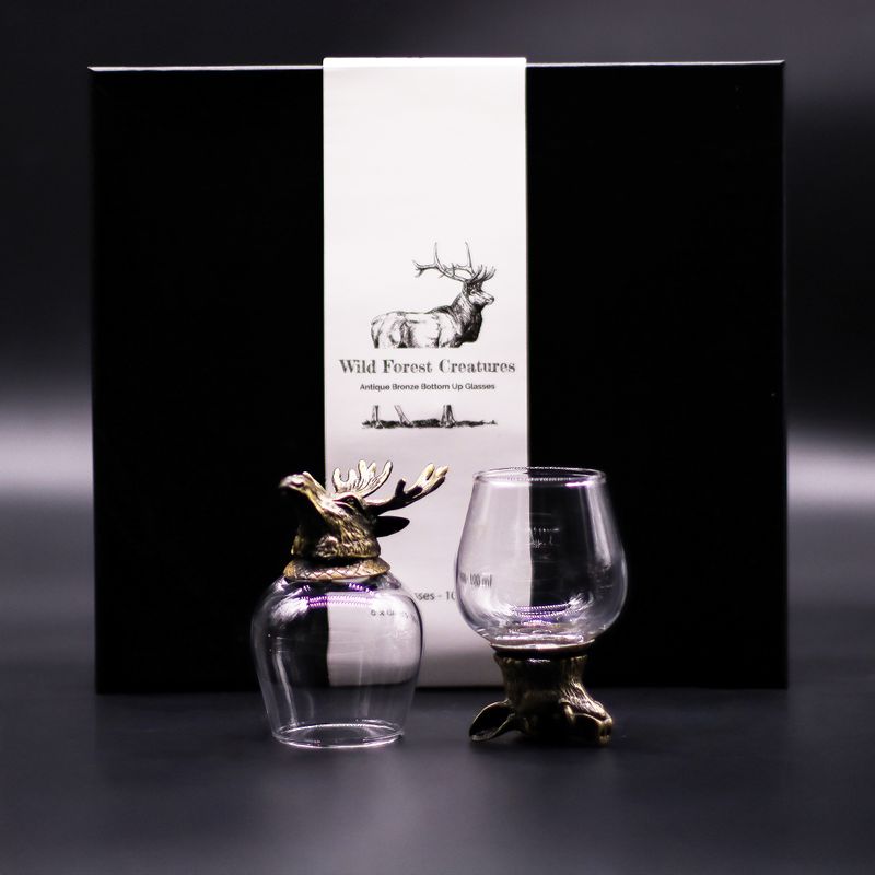 Gift Set of 6 Bottom Up Glasses (100ml) - Wild Forrest Creatures