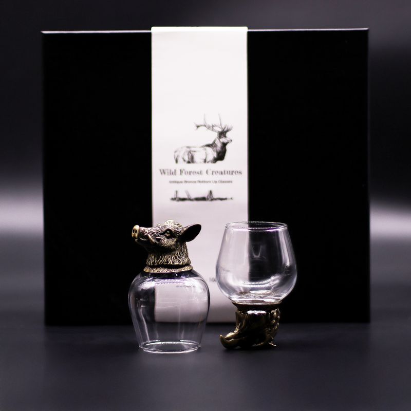 Gift Set of 6 Bottom Up Glasses (100ml) - Wild Forrest Creatures