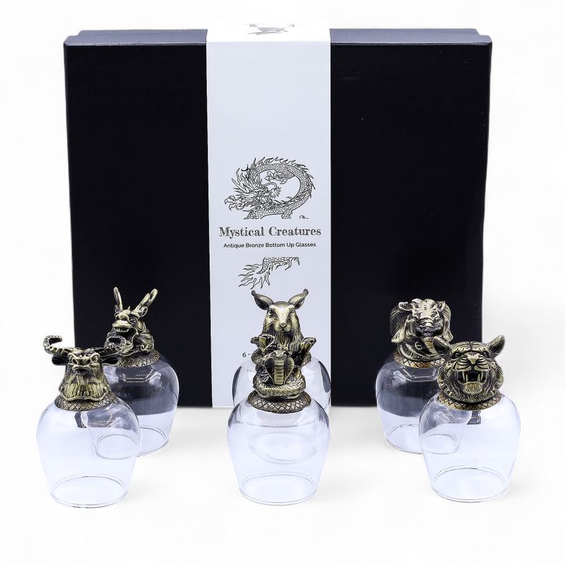 Gift Set of 6 Bottom Up Glasses (100ml) - Mystical Creatures