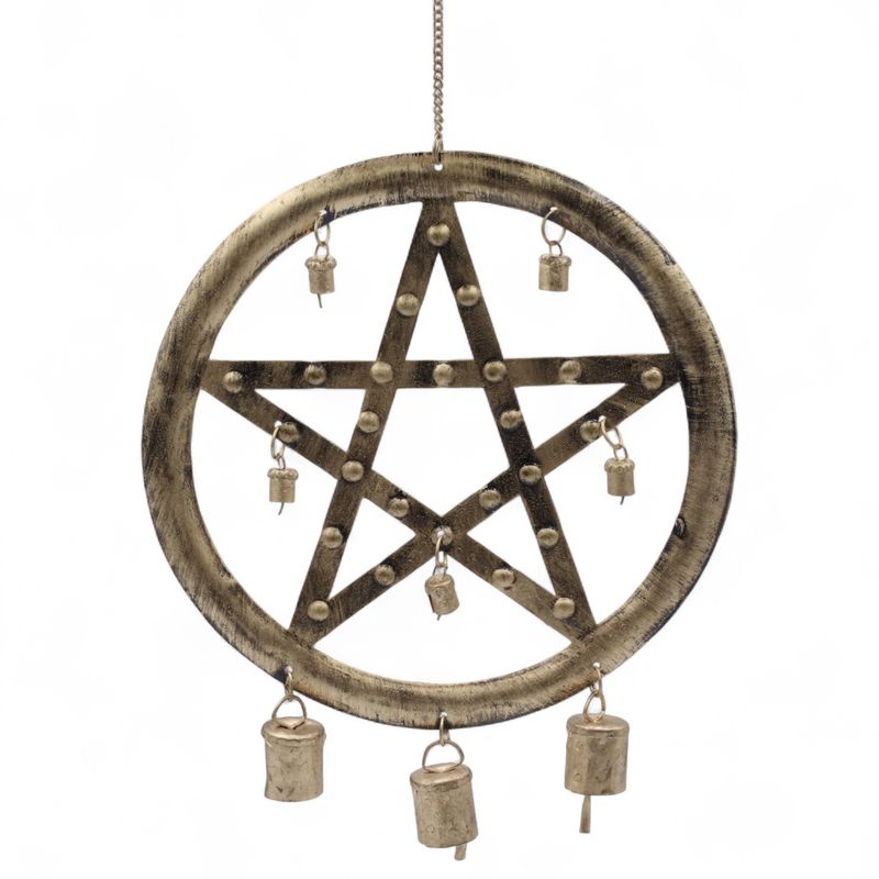 Indian Chimes - Iron Pentagon with Cow Bells - 25x49cm