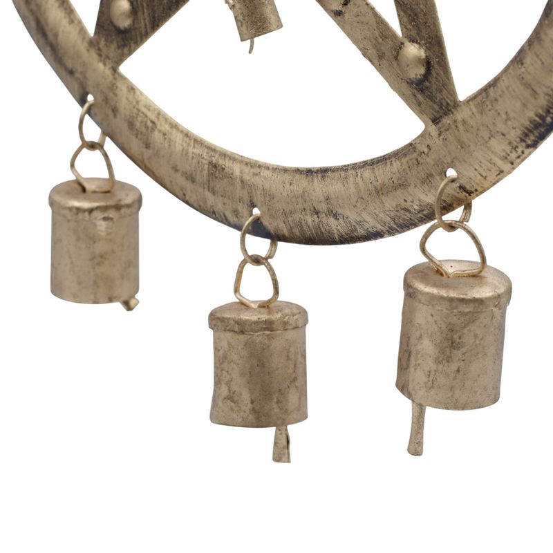 Indian Chimes - Iron Pentagon with Cow Bells - 25x49cm