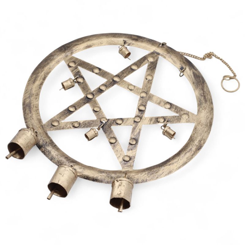 Indian Chimes - Iron Pentagon with Cow Bells - 25x49cm
