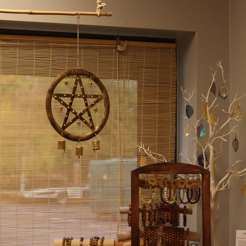 Indian Chimes - Iron Pentagon with Cow Bells - 25x49cm