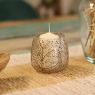 Natural Floral Glass - Straight Candle Holder -  Pino - (10x9cm)