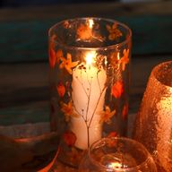 Natural Floral Glass - Tall Vase Candle Holder - Rose - (19x11cm)