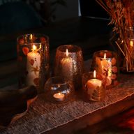 Natural Floral Glass - Tall Vase Candle Holder - Rose - (19x11cm)