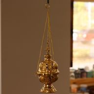 Hanging Brass Incense Burner - Threaded Chain - 16.5x6.5cm (Fine Brass)