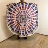 Small Mandala Roundie Cotton Art (130cm) - Peacock Purples