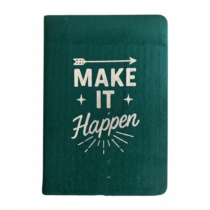 Dark Green Velvet Note Book - 80 pages - Make it Happen