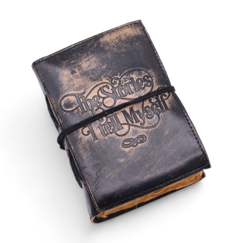 Fat Deckled Edge Leather Notebook (5x3.5") - The Stories I Tell Myself