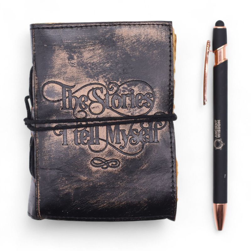 Fat Deckled Edge Leather Notebook (5x3.5") - The Stories I Tell Myself