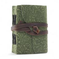 Fat Deckled Edge Leather Notebook (5x3.5") - Green Maze Pattern