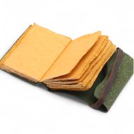 Fat Deckled Edge Leather Notebook (5x3.5") - Green Maze Pattern