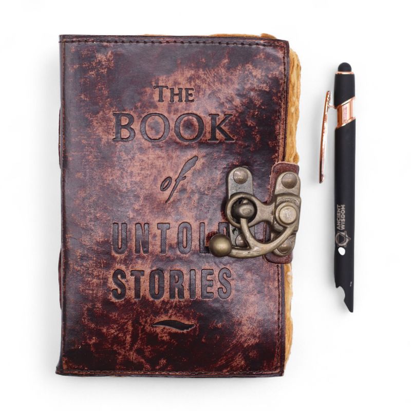 Fat Deckled Edge Leather Notebook (6x4") - The Book of Untold Stories