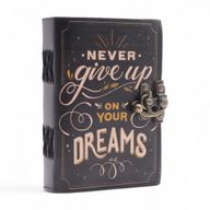 Leather Printed Notebook (7x5") - Never Give Up On Your Dreams  - 200 Pages