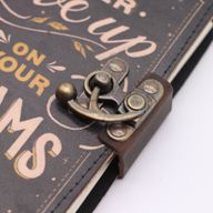 Leather Printed Notebook (7x5") - Never Give Up On Your Dreams  - 200 Pages