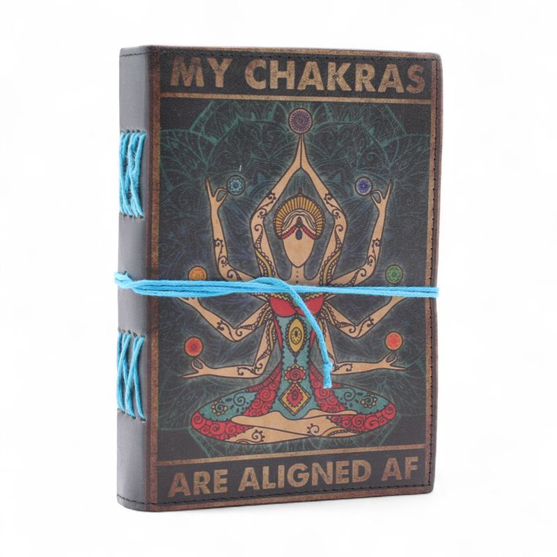 Leather Printed Notebook (7x5") - My Chakras Are Aligned AF - 200 Pages
