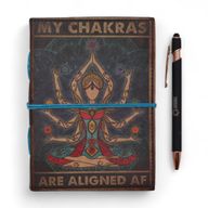 Leather Printed Notebook (7x5") - My Chakras Are Aligned AF - 200 Pages