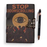Leather Printed Notebook (7x5") - Stop Doomscrolling - 200 Pages