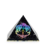 Small Orgonite Pyramid 5.5x4.5cm - Chakra Buddha - Black Tourmaline Chips
