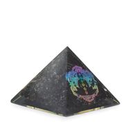 Small Orgonite Pyramid 5.5x4.5cm - Chakra Buddha - Black Tourmaline Chips