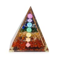 Med Orgonite Pyramid 7x6cm - Copper Bars - 7 Chakra Chips