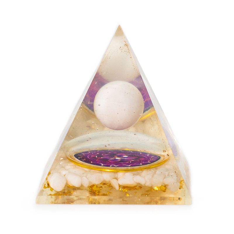 Med Orgonite Pyramid 7x6cm - Floating Quartz Sphere - Quartz Chunks