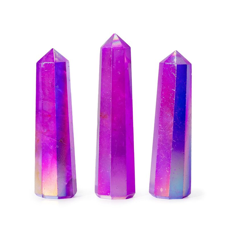 Gemstone Obelisk Points approx 9cm - Aurura Crystal Quartz - Purple